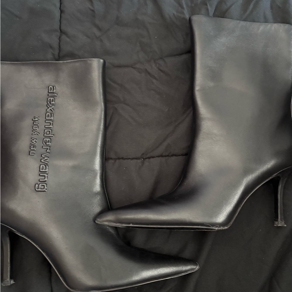Alexander Wang Black Leather Pointed Toe Ankle Boots